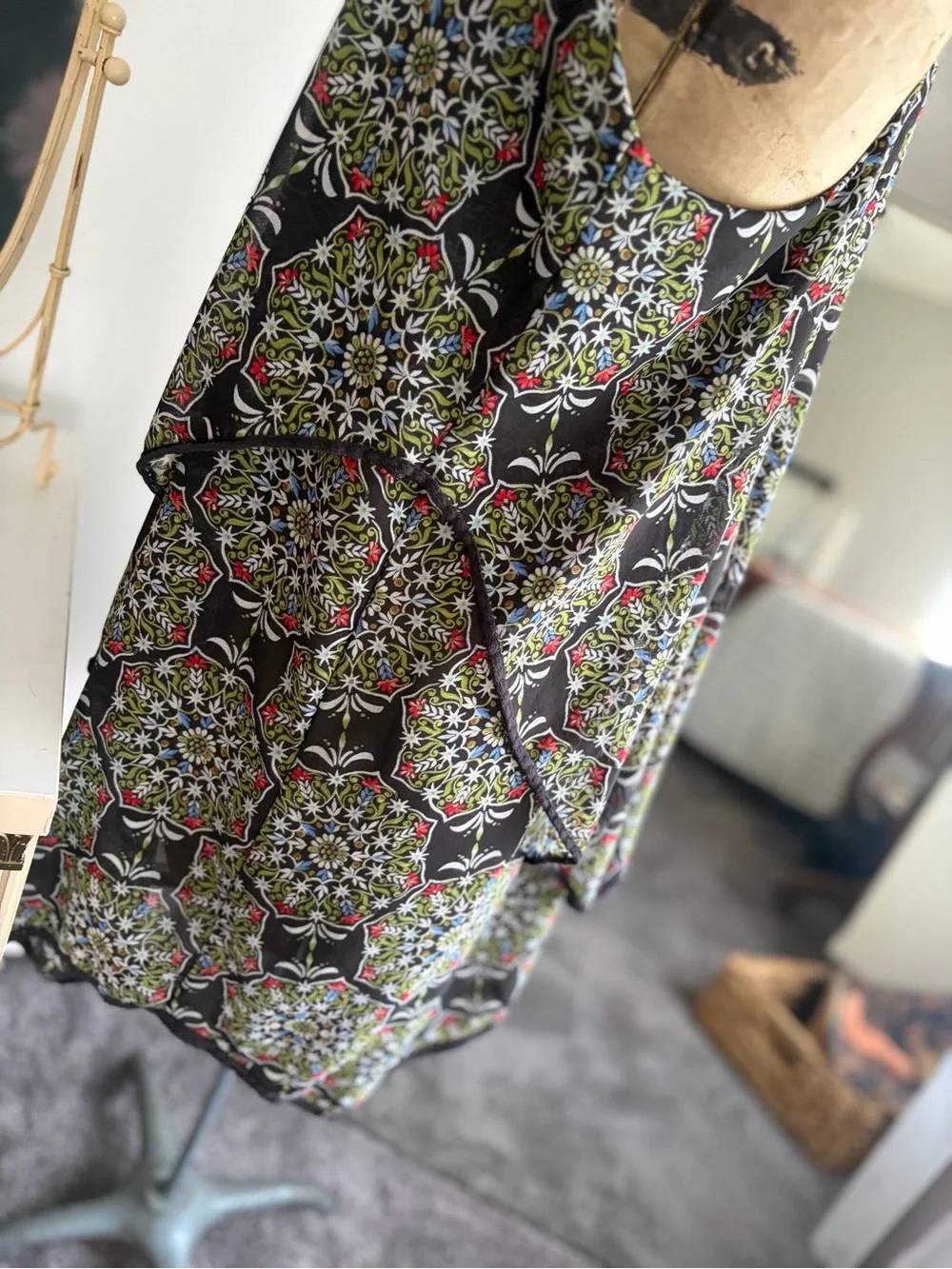 Intimately Free People Black Floral Tile Print V-Neck Cami